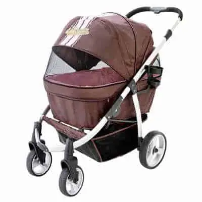 ibiyaya Double Dog Stroller for Large Dogs up to 77 Ibs, Aluminum Frame, 4-Wheel with Suspension